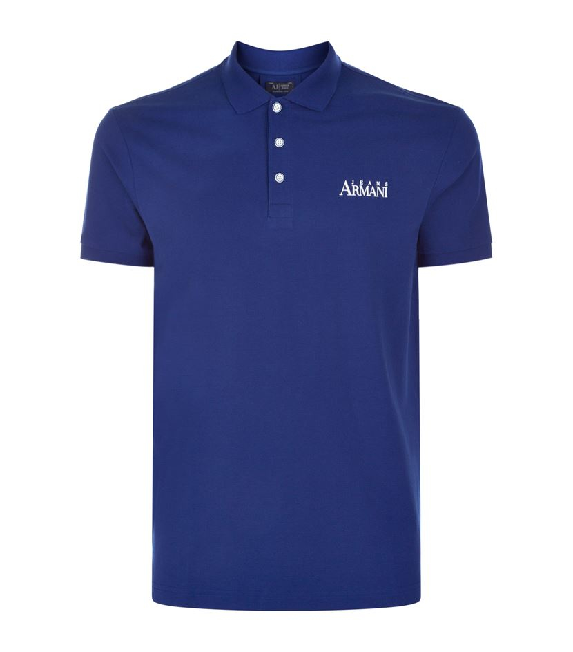 Armani Jeans Flocked Logo Back Polo Shirt In Blue For Men Lyst