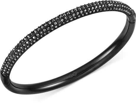Swarovski Black Tone Jet Hematite Crystal Bangle Bracelet in Black | Lyst