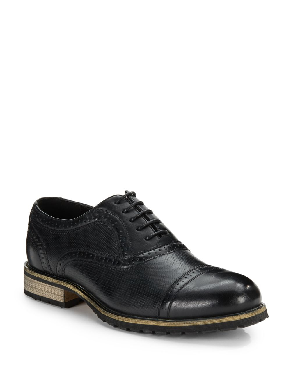 Steve Madden Perforated Brogue Dress Shoes in Black for Men | Lyst