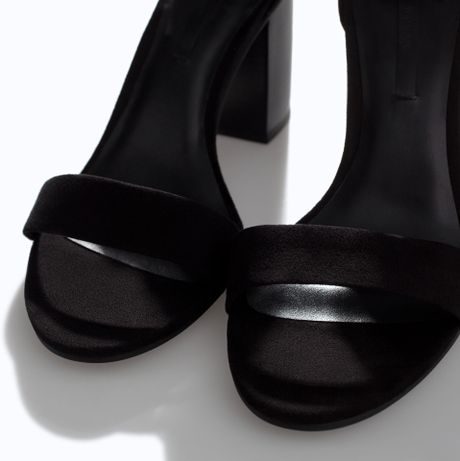 zara heel block sandals faux patent leather