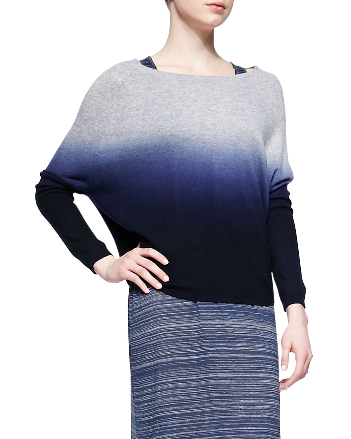 Vince Ombre Longsleeve Knit Sweater Coastal in Blue (COASTAL) | Lyst
