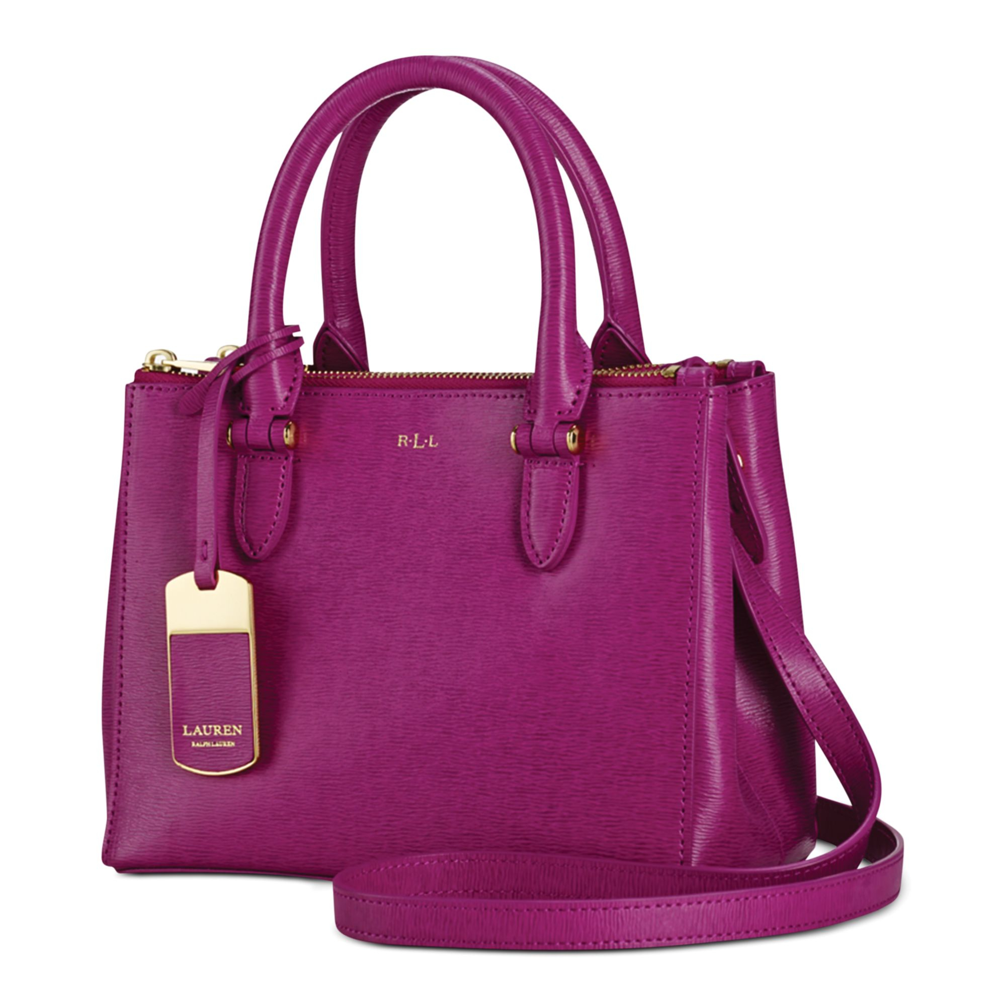 Lauren By Ralph Lauren Newbury Mini Double Zip Satchel in Purple