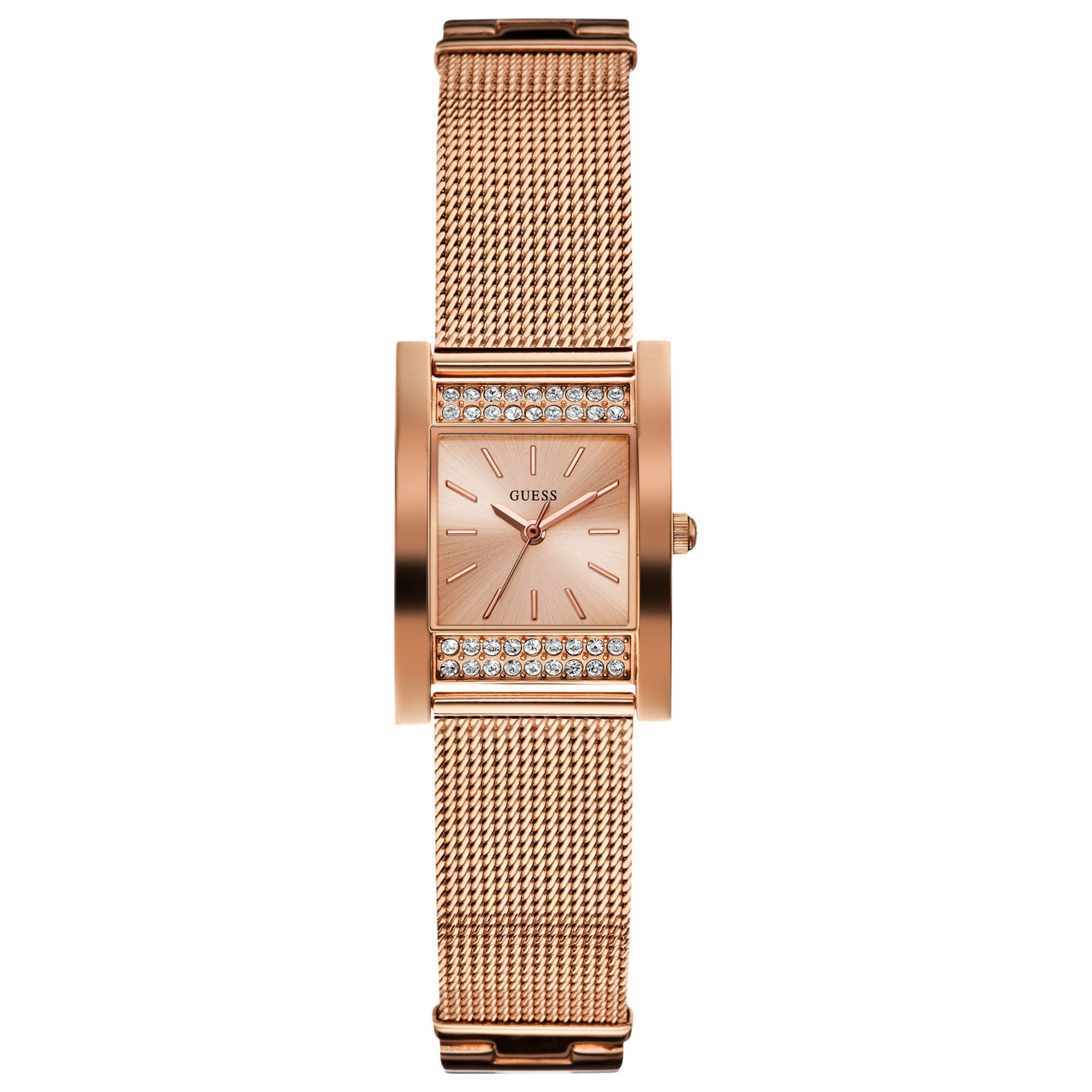 Guess Watch Womens Rose Goldtone Stainless Steel Mesh Bracelet 25x23mm