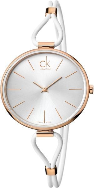 Calvin Klein Womens Swiss Selection White Leather Cord Strap 38mm K3v236l6 in White - Lyst