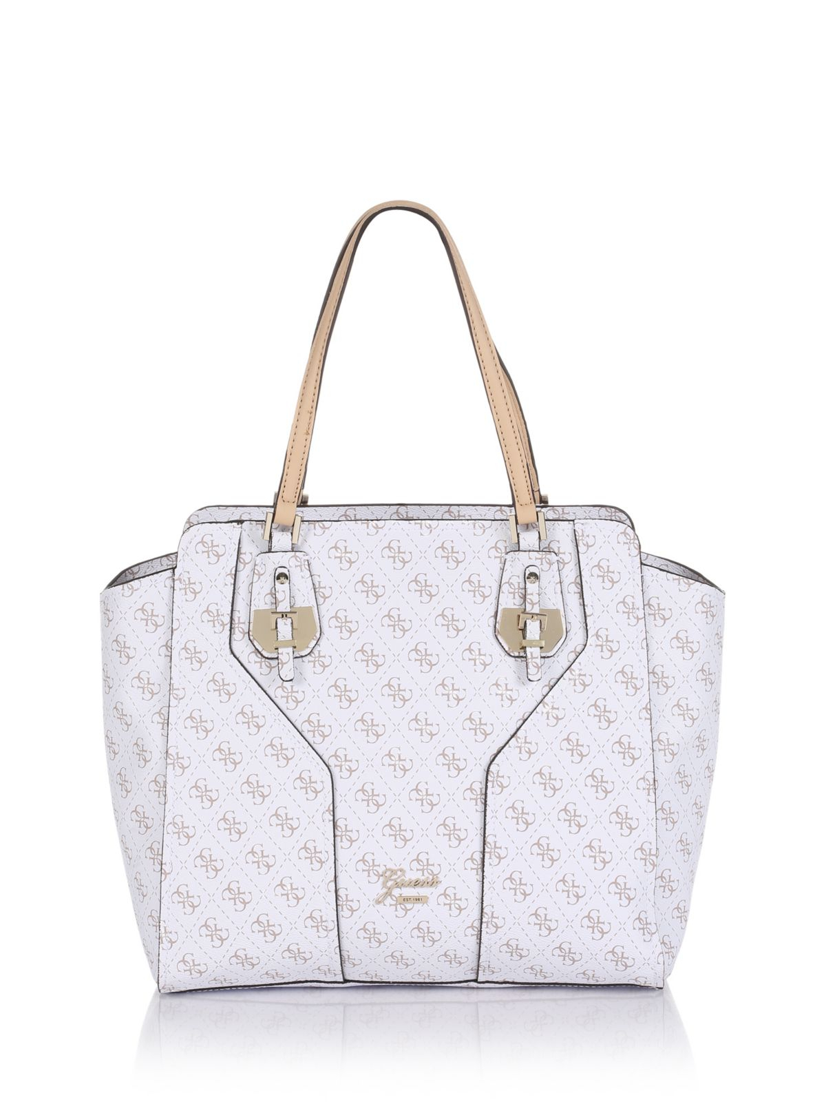 Guess Confidential Logo Avery Tote Bag in White Lyst