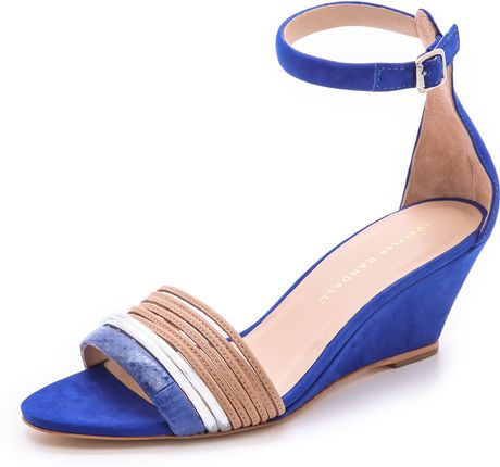 Loeffler Randall Addie Ankle Strap Wedges in Blue (Buff/Blue) - Lyst