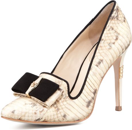 white snakeskin pumps