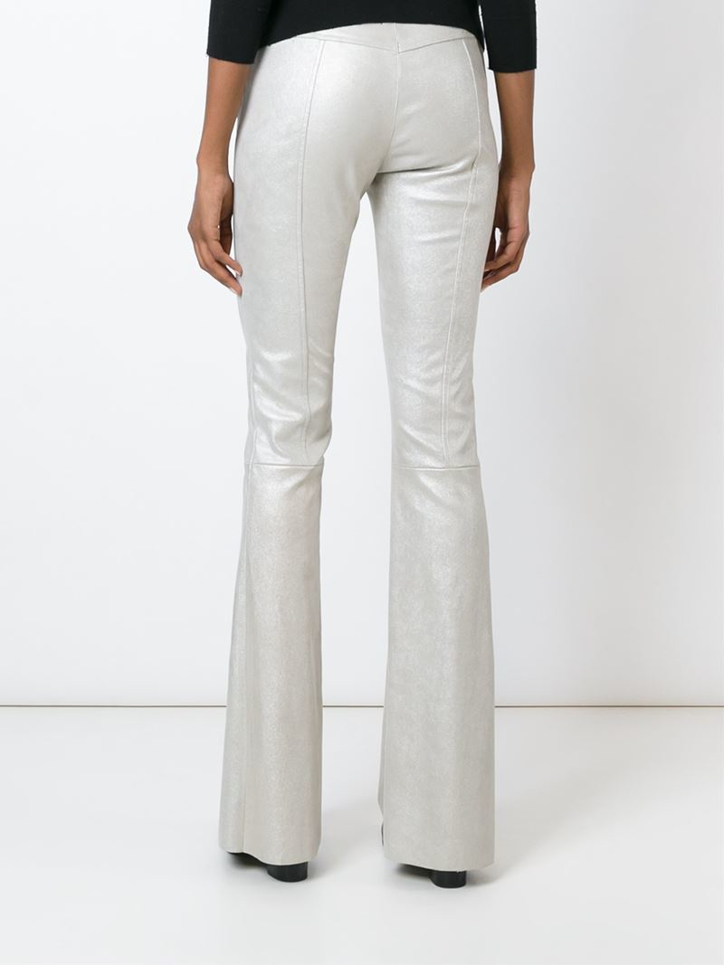 Lyst Drome Bootcut Metallic Leather Pants In White