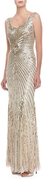 aidan mattox champagne gown