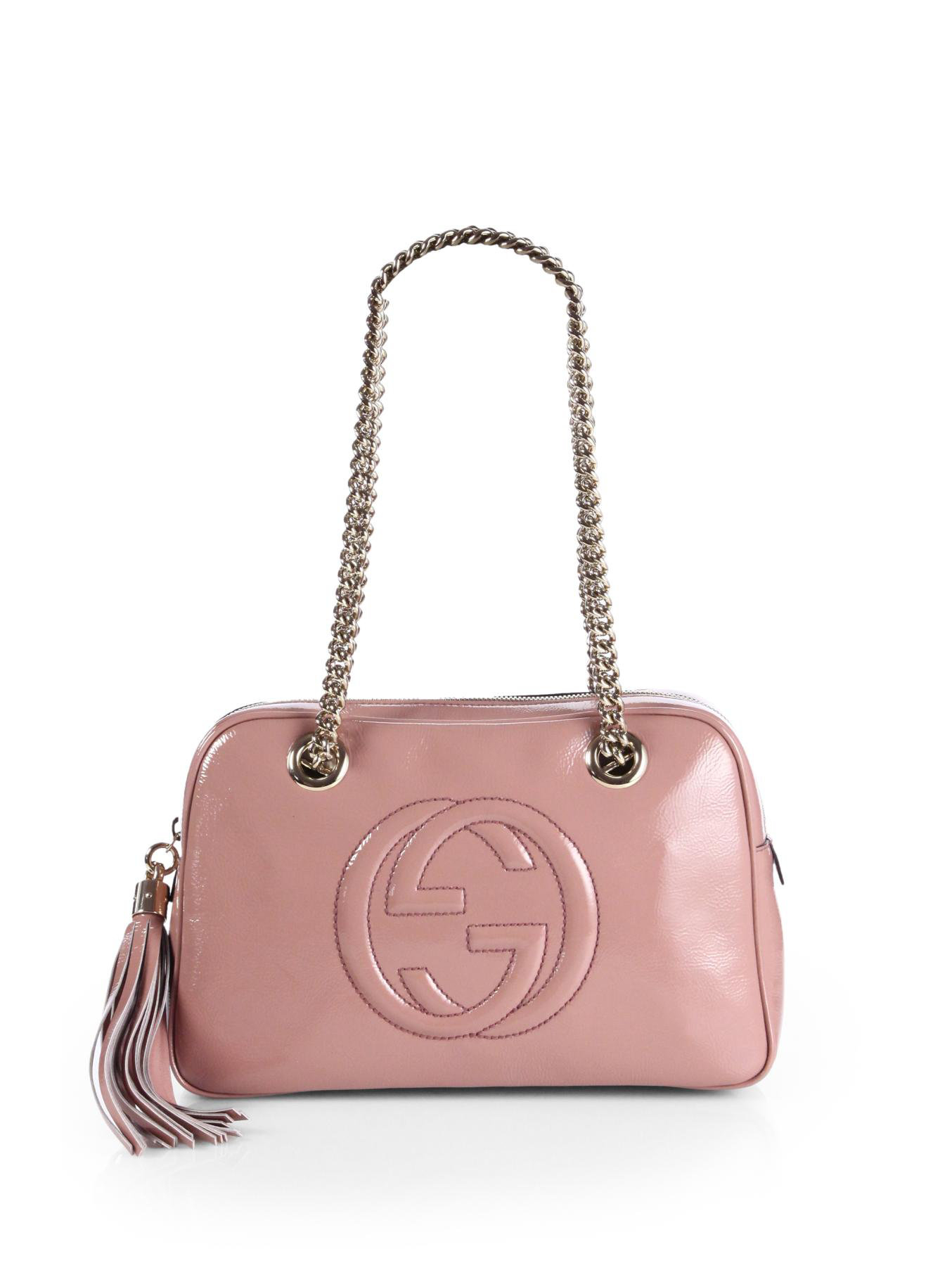 Gucci Soho Patent Leather Shoulder Bag in Pink (BLUSH) | Lyst