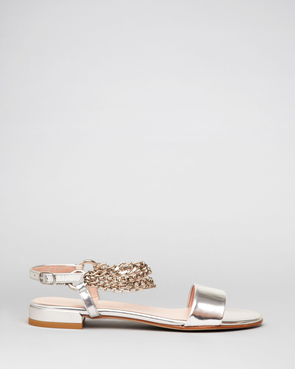 stuart weitzman silver flat sandals