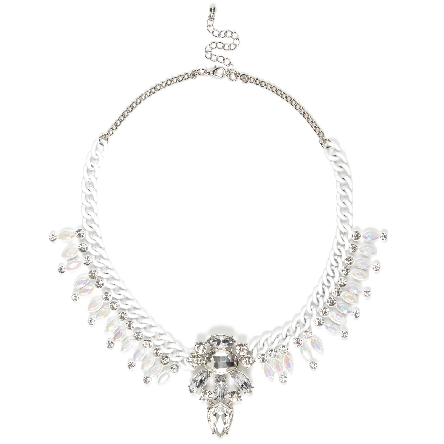 River Island Silver Tone Gem Stone Statement Necklace in Silver Lyst