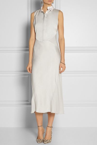 Jason Wu Open-Back Paneled Crepe And Satin Dress in Gray | Lyst
