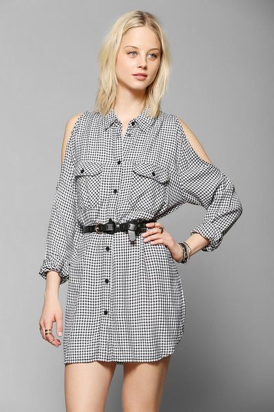 cold shoulder button down shirt