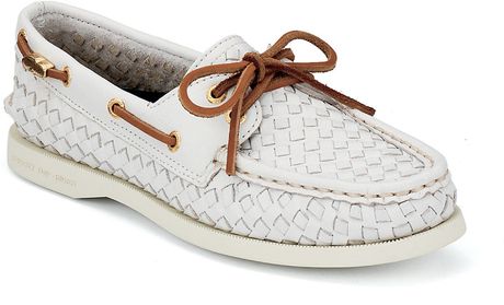 sperry woven leather women's