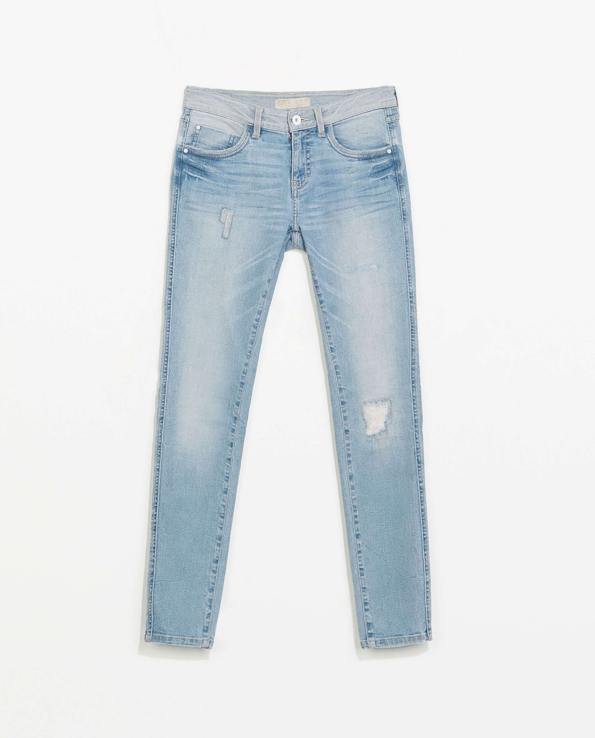 Zara Ripped Skinny Jeans in Blue (Light blue) | Lyst