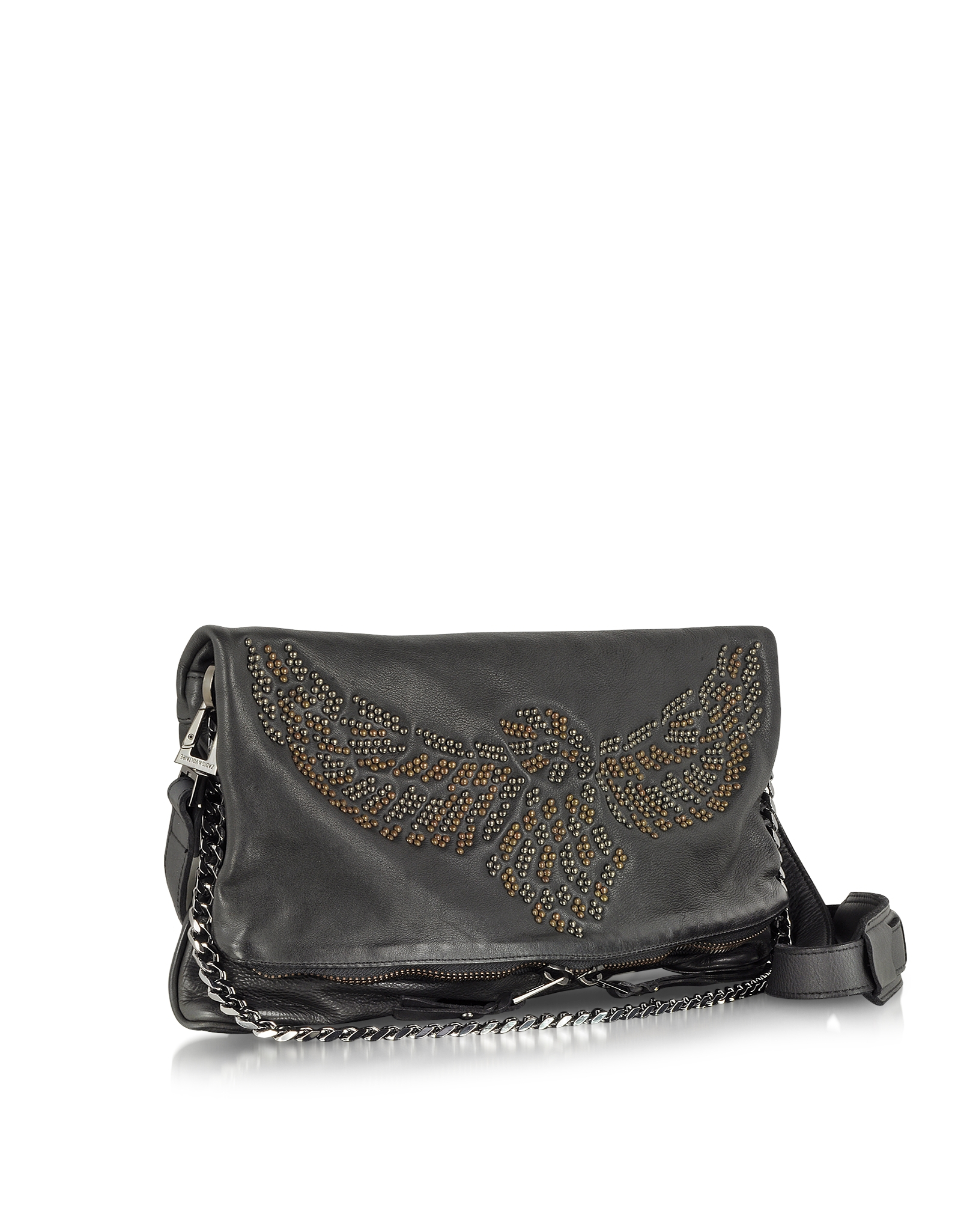 Zadig & Voltaire Rocky Clous Black Leather Shoulder Bag in Black Lyst