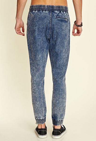 acid wash denim joggers