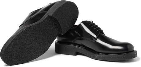Ami Polished-Leather Crepe-Sole Derby Shoes in Black for Men | Lyst