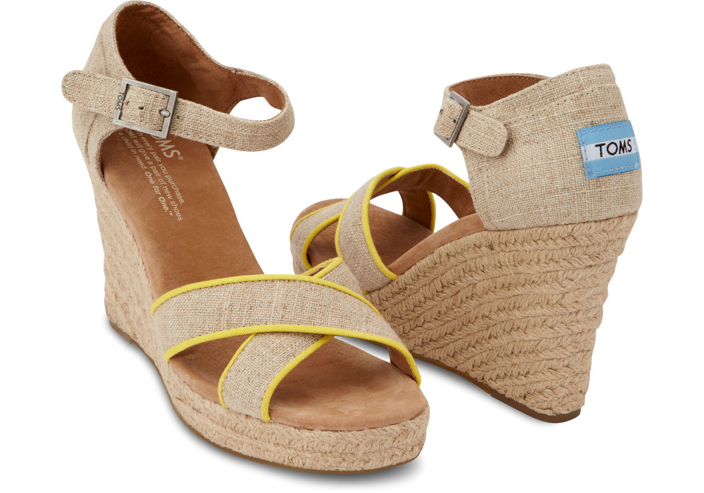 Lyst Toms Burlap Womens Strappy Wedges In Natural