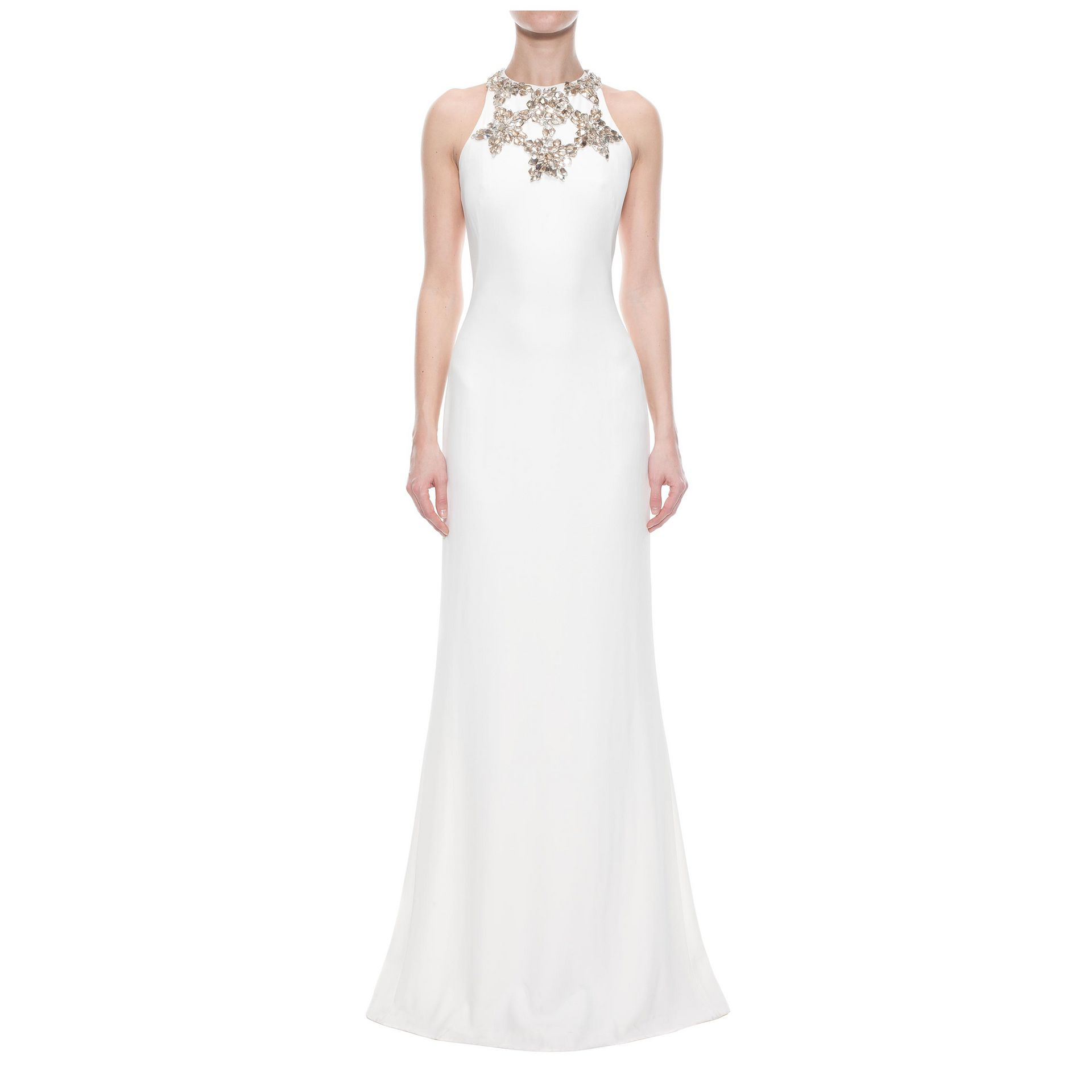 Alexander Mcqueen Embroidered Racer Back Long Dress in White (IVORY) Lyst