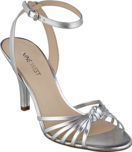 Nine West Saynt High Heel Sandals in Silver (SILVER SYNTHETIC) | Lyst