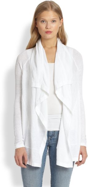 Theory Radswell Draped Linen & Cotton Cardigan In White 