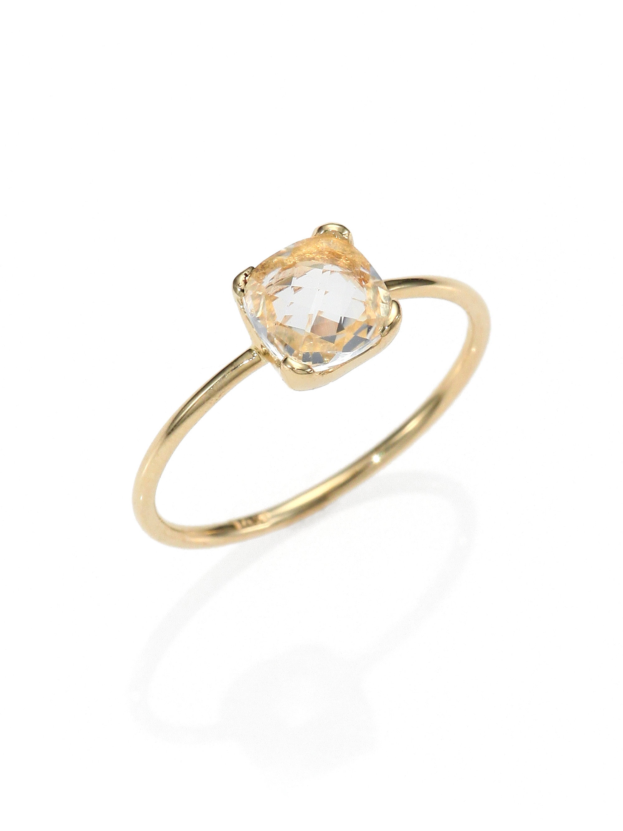 ... Kalan White Topaz  14K Yellow Gold Cushion Ring in Gold (WHITE TOPAZ