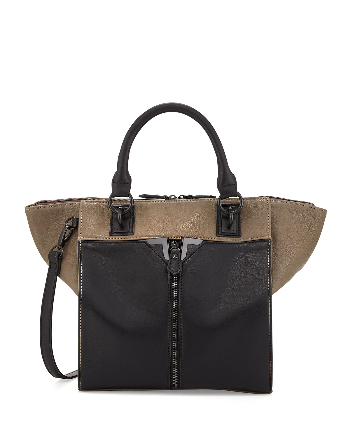 Danielle Nicole Colorblock FauxLeather ZipFront Tote Bag in Gray