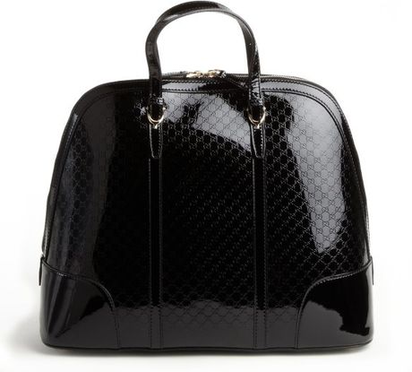 Gucci Black Gg Patent Leather Large Bowler Bag in Black | Lyst