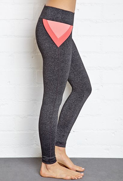 Forever 21 Heathered Colorblocked Yoga Leggings in Pink (Charcoal ...