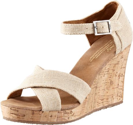 Toms Cork Wedge Sandal in Beige (sierra beige)) | Lyst