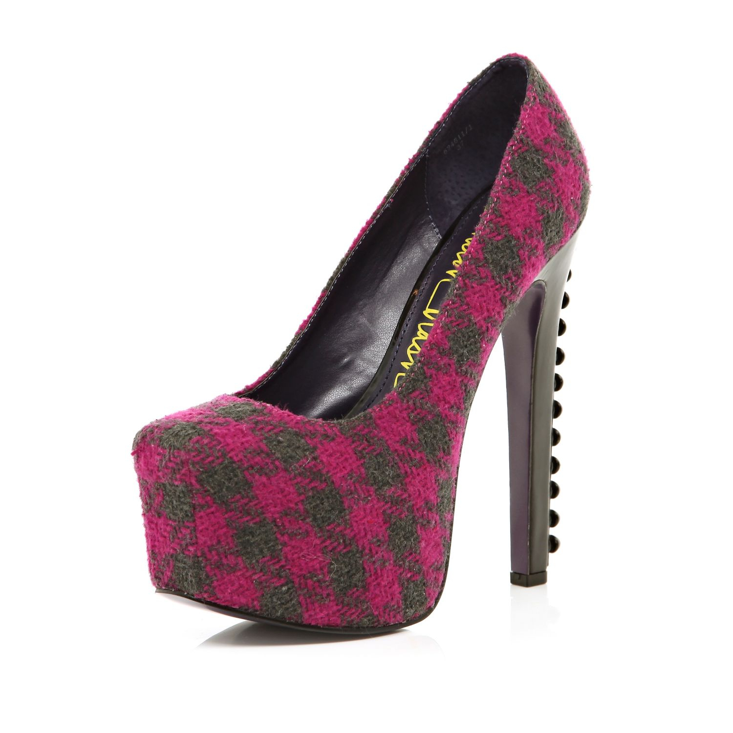 River Island Pink Print London Trash Stud Back Heels in Pink Lyst