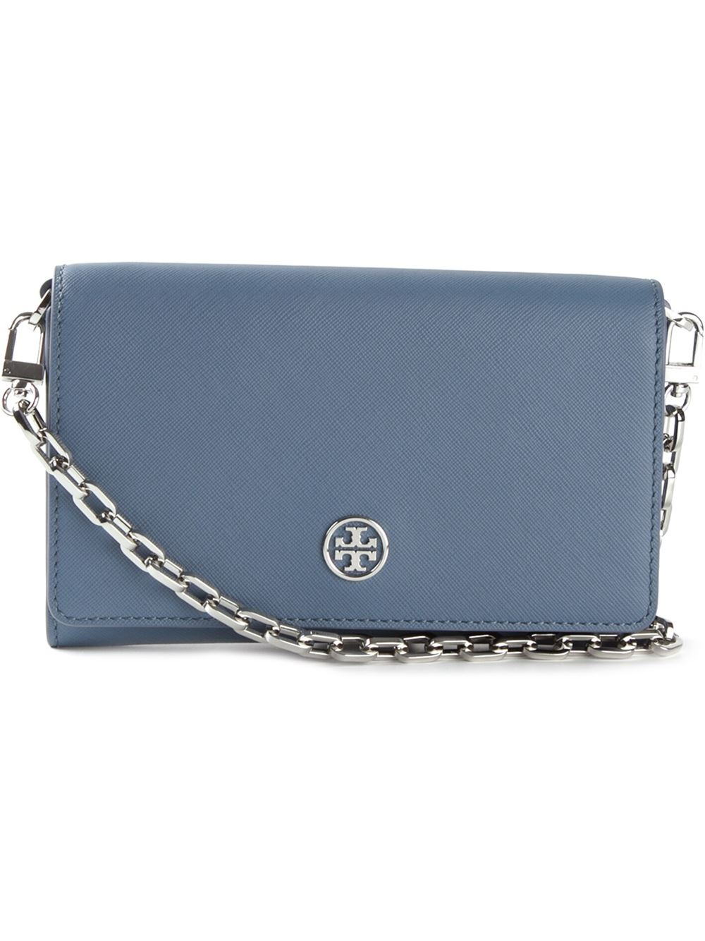 Tory Burch Robinson Chain Leather Cross-Body Bag in Blue