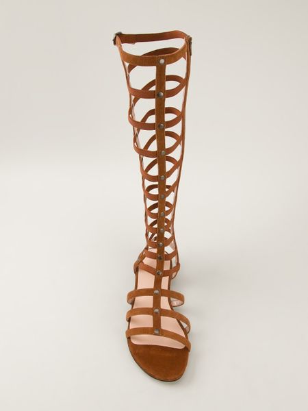 Stuart Weitzman Mid Calf Gladiator Sandal in Brown | Lyst Stuart Weitzman Mid Calf Gladiator Sandal in Brown | Lyst