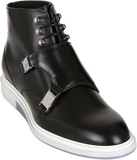 black boots with white soles