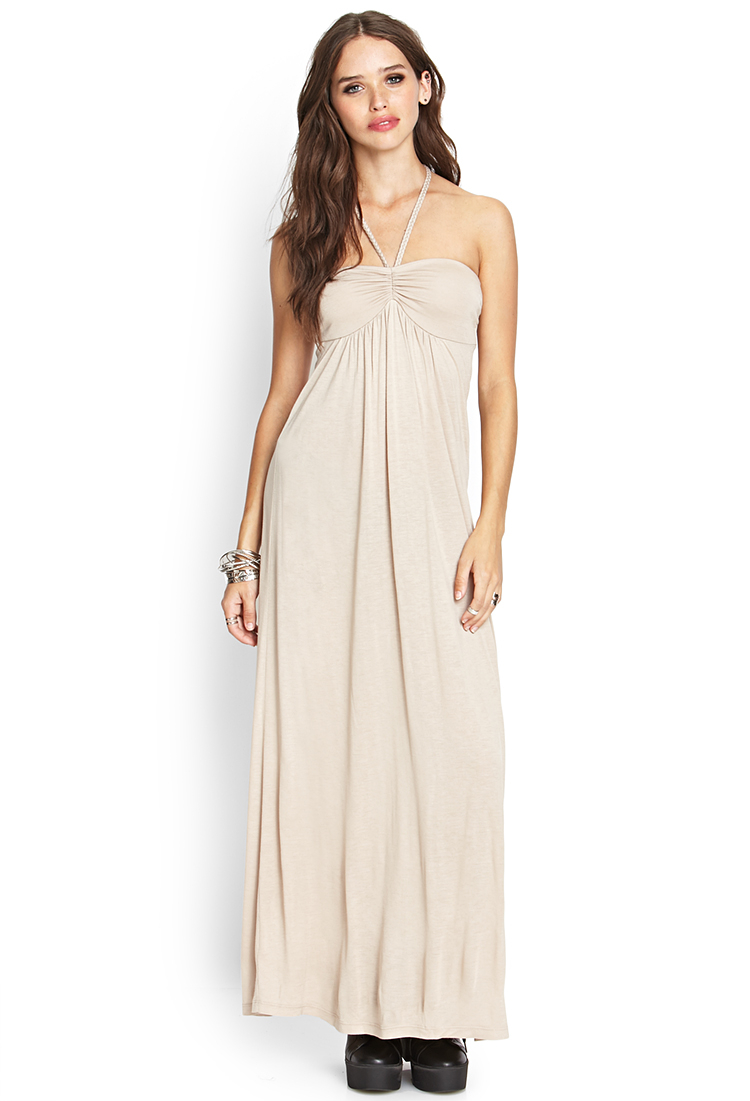 Forever 21 Braided Halter Maxi Dress in Beige (Taupe) | Lyst