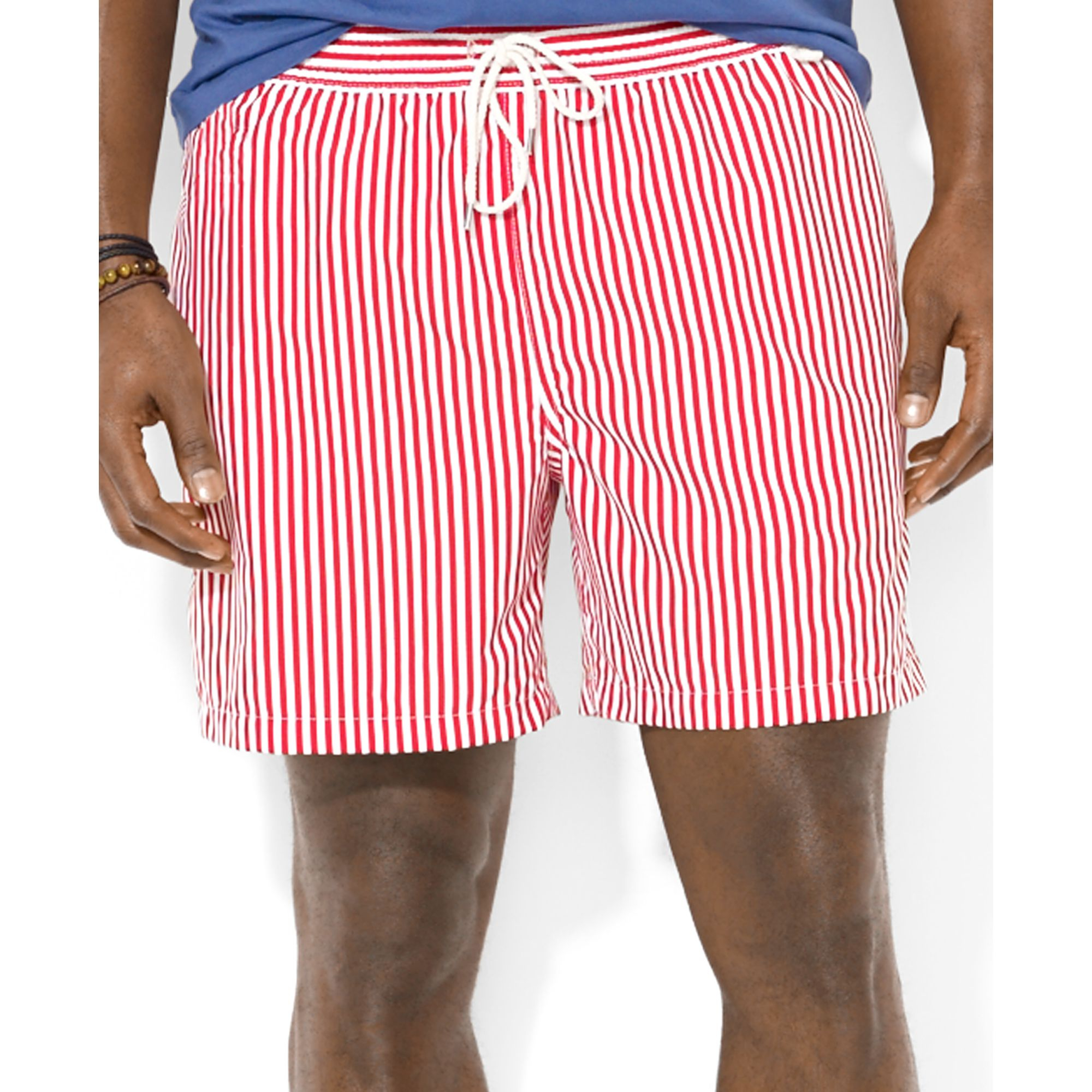 Ralph Lauren Polo Big and Tall Striped Swim Trunks in Red for Men (RL