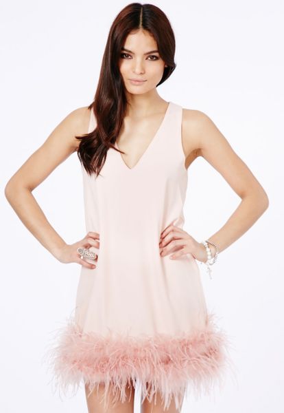 Missguided Claral Prom Dress With Feathered Hem Detail In Nude in Pink ... Missguided Claral Prom Dress With Feathered Hem Detail In Nude in Pink ...
