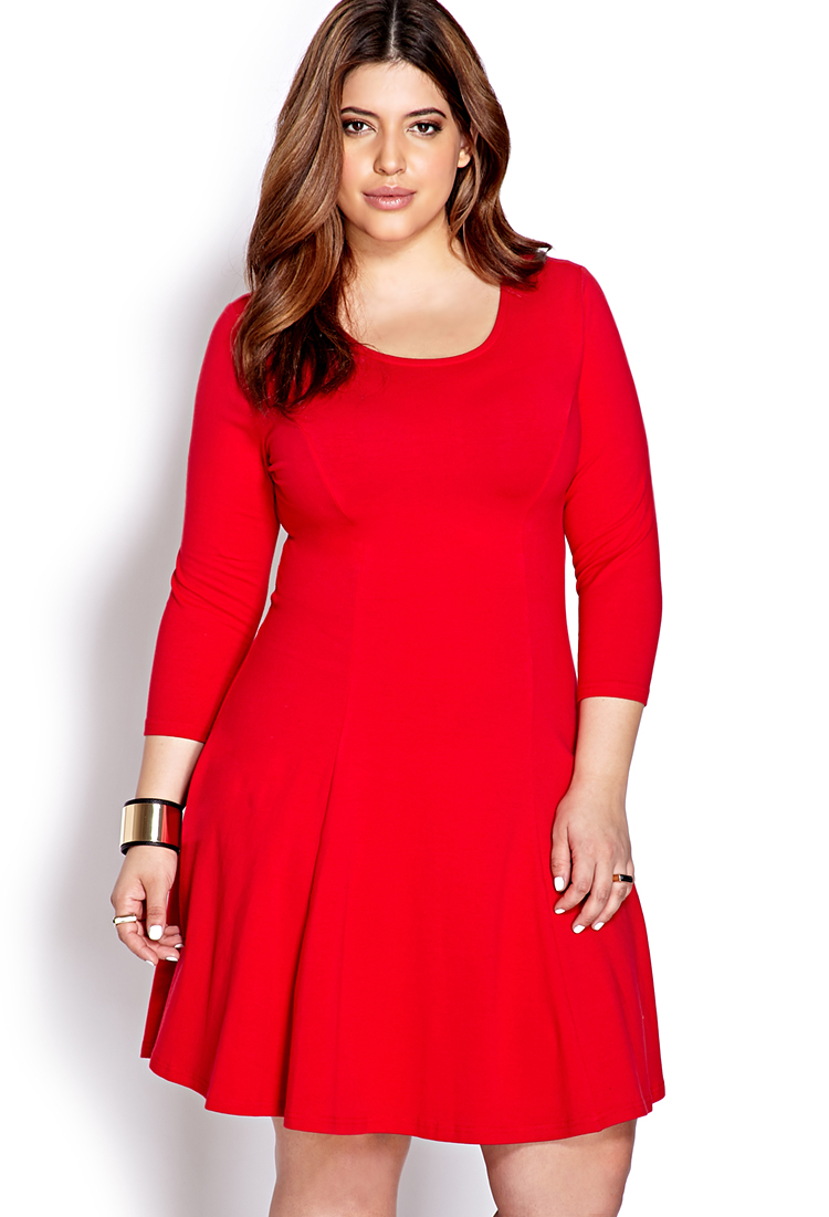 Forever 21 Nofuss Skater Dress in Red