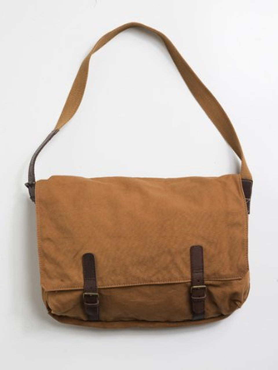Alternative Apparel Bucharest Canvas and Leather Messenger Bag in Brown