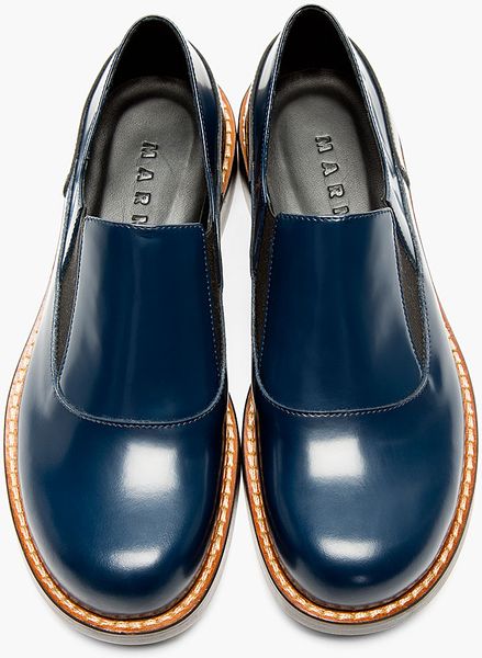 Marni Blue Leather Loafers In Blue For Men Lyst 9569