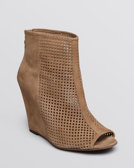 open toe brown wedges