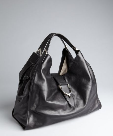 Gucci Black Leather Large Hobo Bag in Black | Lyst