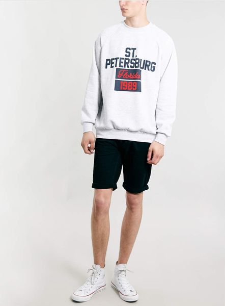 Topman Frost Oversize St Petersburg Raglan Sweatshirt in Gray for Men (GREY) | Lyst