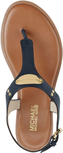 Michael Kors Michael Mk Plate Flat Thong Sandals In Blue Navy Lyst