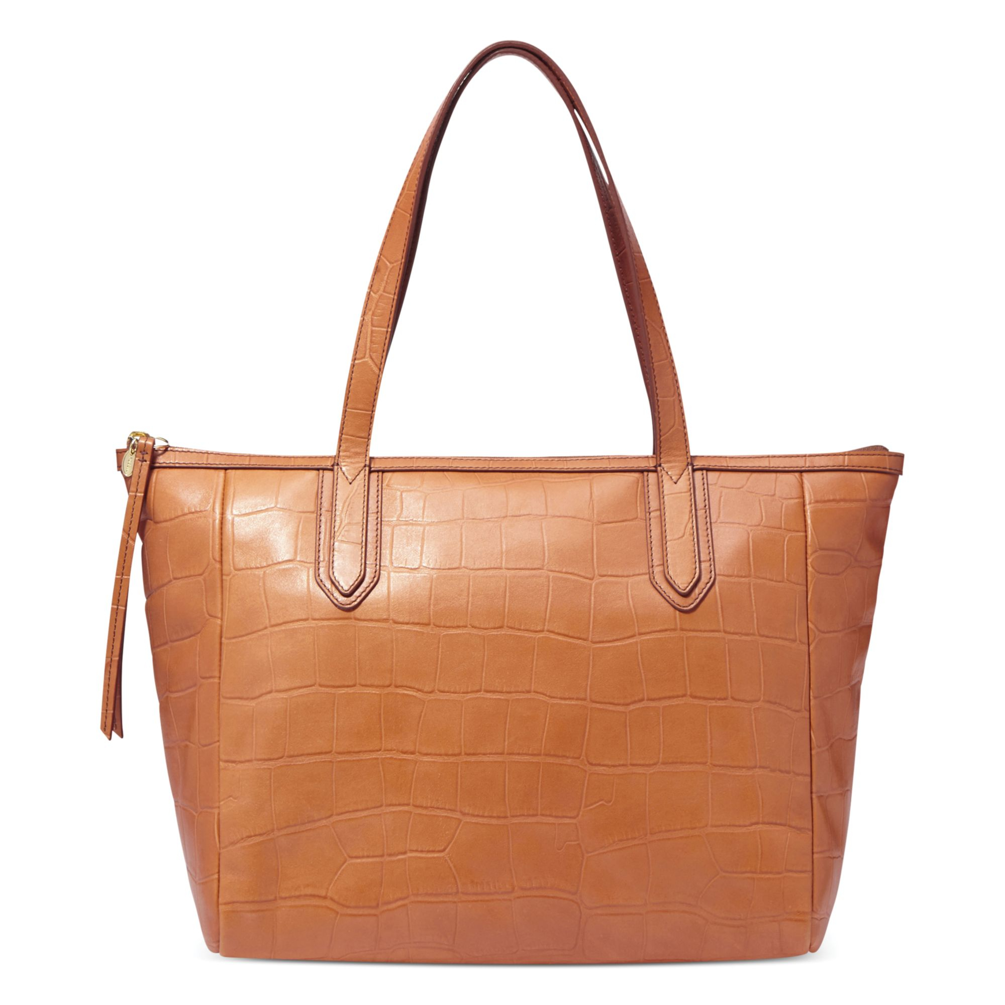 fossil sydney leather croco print shopper in brown fossil sydney leather croco print shopper in brown
