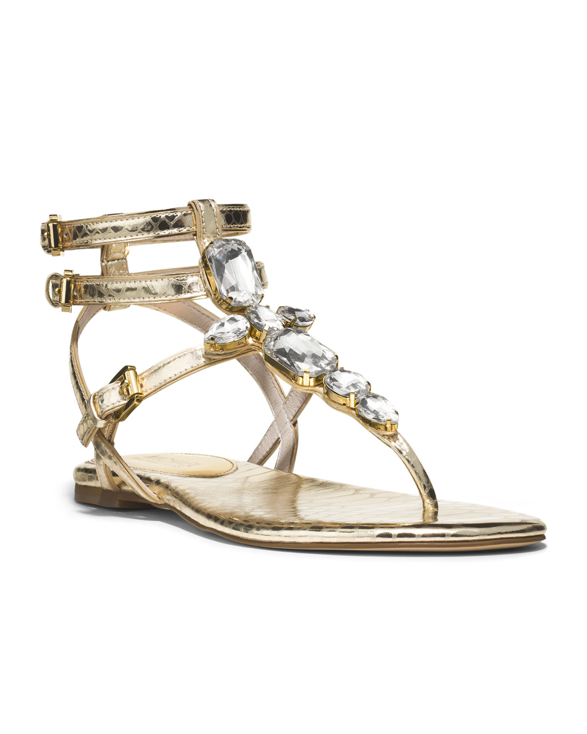 Michael Kors Michael Jayden Jeweled Sandal in Gold (PALE GOLD) | Lyst