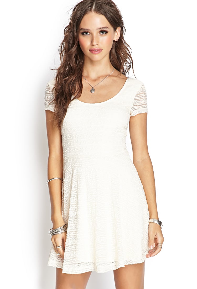 Forever 21 Lace Skater Dress in White (CREAM)