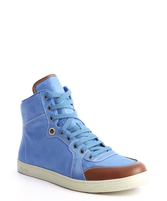 blue and tan sneakers